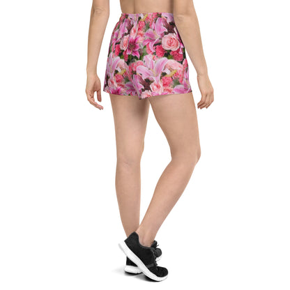 Women’s Bouquet Pink Flowers Athletic Shorts