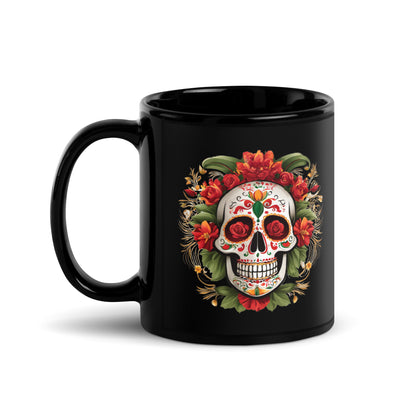 Skull Dia DE Muertos Black Glossy Mug