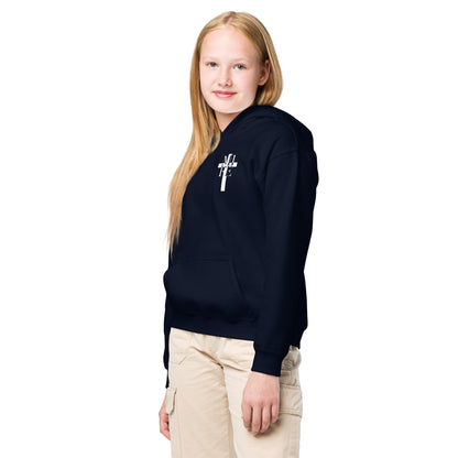 Logo Mi Fe, Cristo  en espalda Youth heavy blend hoodie