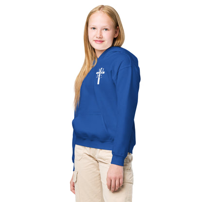 Logo Mi Fe, Cristo  en espalda Youth heavy blend hoodie